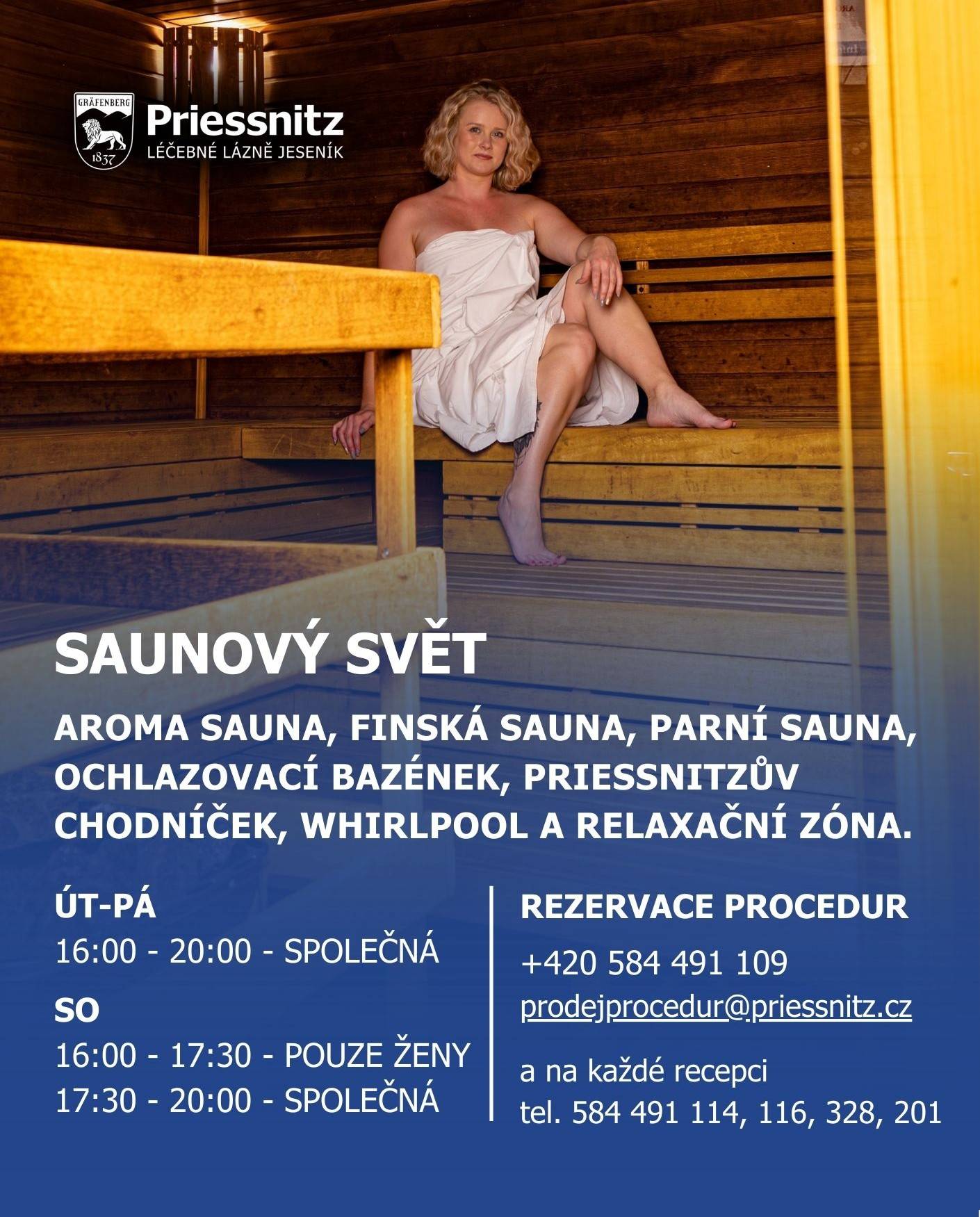 SAUNOVÝ SVĚT je pro vás k dispozici od úterý do soboty