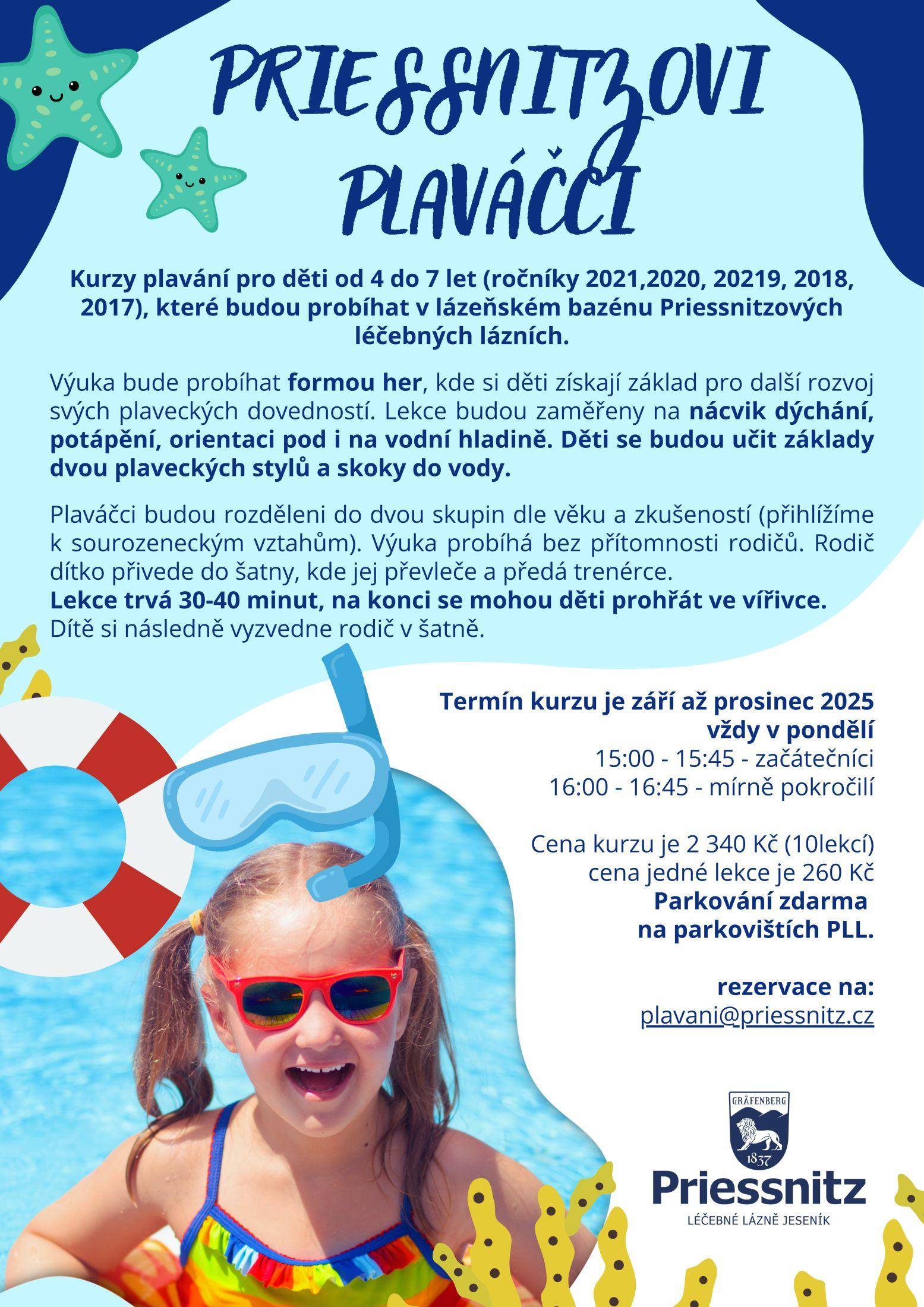 Priessnitzovi plaváčci - kurzy plavání pro děti od 4 do 7 let