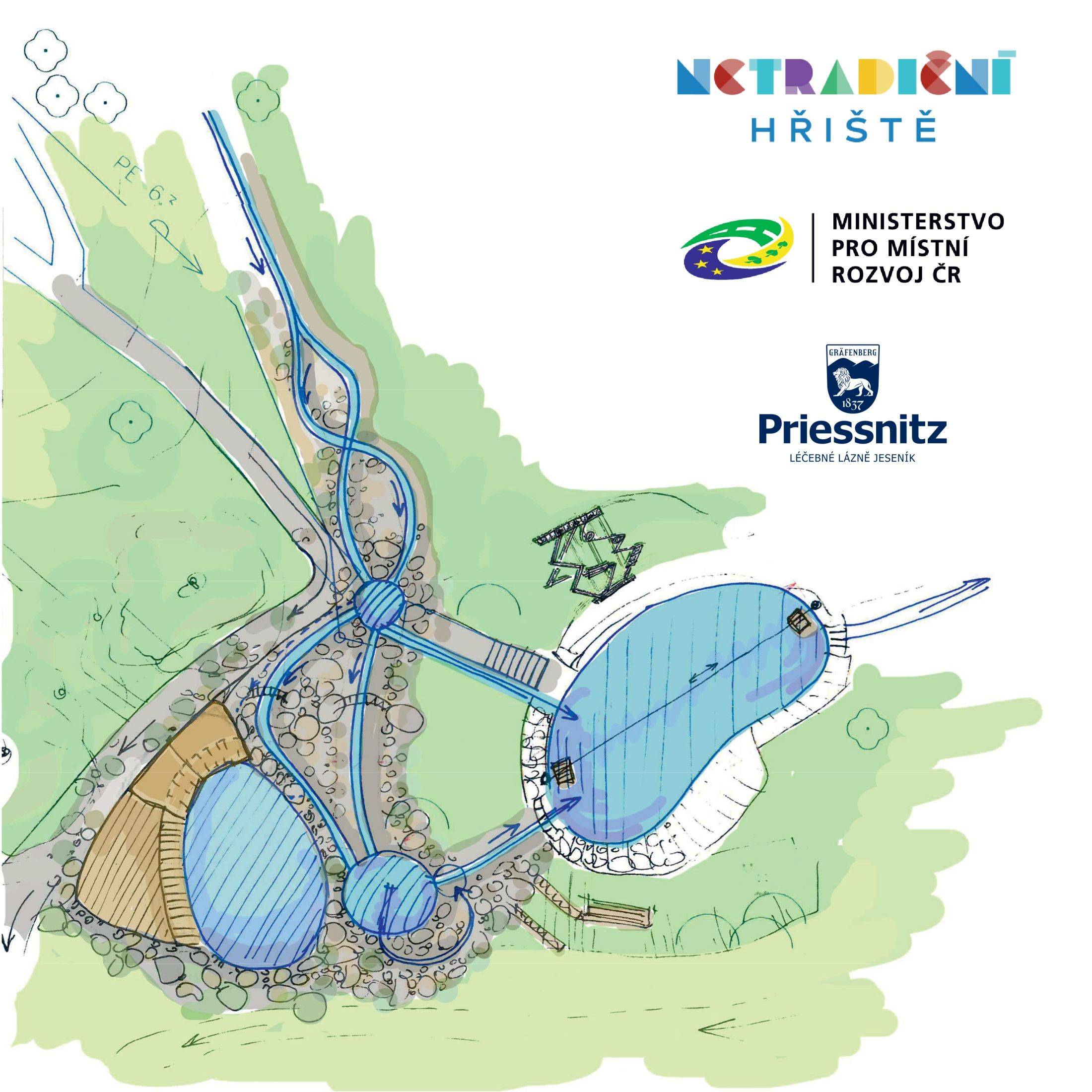 Stavba nového odpočívadla s vodními prvky