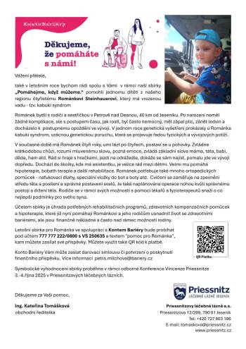 Pomáhejme, když můžeme - sbírka pro Románka