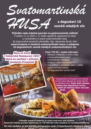 Svatomartinská husa s degustací mladých vín